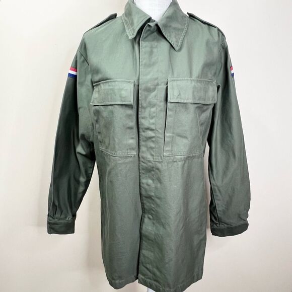 Vtg Green Dutch Netherlands Military Army Jacket Shirt Rotkopf Large - Picture 1 of 11